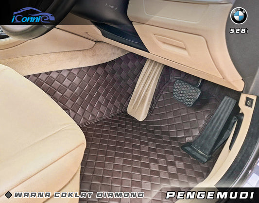 Iconnie Karpet BMW 528 2009-2016 Karpet 360 Peredam Lantai Mobil Nappa Leather