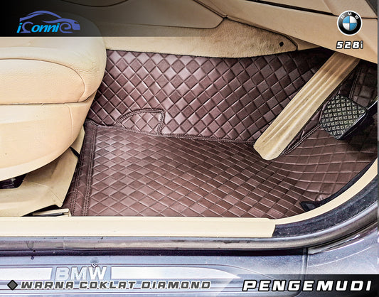Iconnie Karpet BMW 528 2009-2016 Karpet 360 Peredam Lantai Mobil Nappa Leather