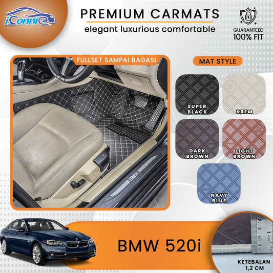 Iconnie Karpet BMW 520i 2010-2025 fullset Custom Made Car floor mat