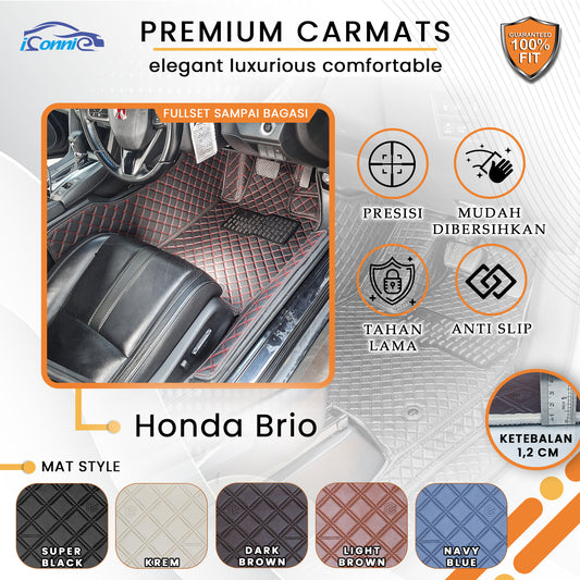 Iconnie Karpet Honda Brio Tahun 2011-2025 fullset Custom Made Car floor mat