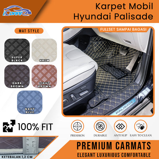 Iconnie Karpet Hyundai Palisade 2021-2025 fullset Custom Made Car floor mat