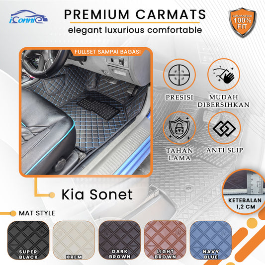 Iconnie Karpet Kia Sonet 2020-2025 fullset Custom Made Car floor mat