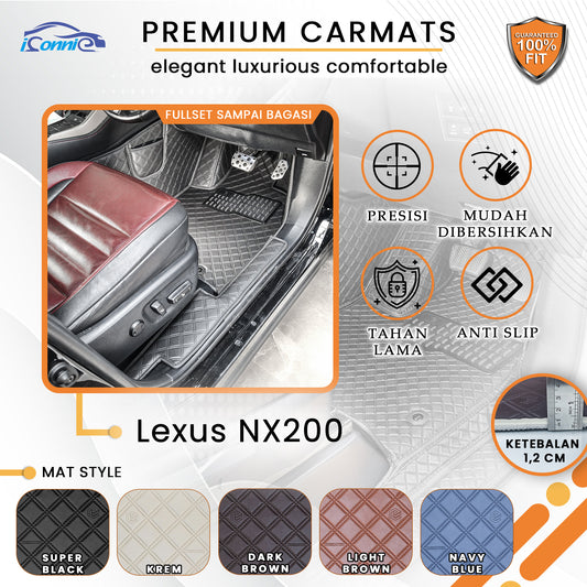 Iconnie Karpet Lexus NX200 2017-2025 fullset Custom Made Car floor mat